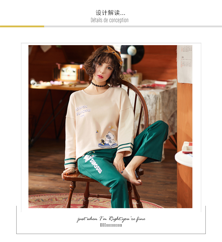 Bộ đồ ngủ nữ mùa xuân và mùa thu dài tay cotton mùa đông dịch vụ nhà phiên bản Hàn Quốc của cô nàng dễ thương có thể mặc bộ đồ hai mảnh thương hiệu đồ ngủ cao cấp