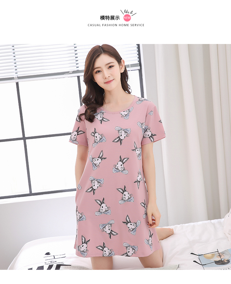 Mùa xuân và mùa thu bông nightdress phim hoạt hình mùa hè ít phụ nữ bông ngắn- tay đồ ngủ váy Hàn Quốc phiên bản của xl dịch vụ nhà