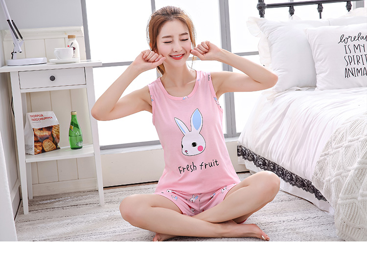 Mùa xuân và mùa thu Hàn Quốc vest ngắn đồ ngủ nữ mùa hè cotton mỏng phần sinh viên cotton không tay phục vụ nhà phù hợp đồ ngủ phi bóng