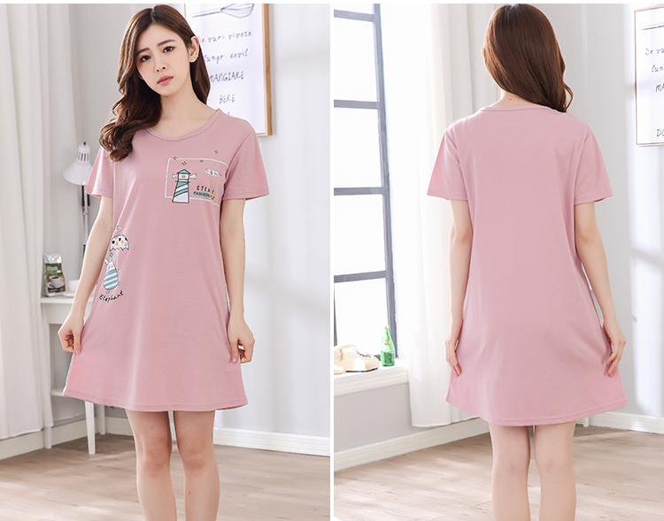 Mùa xuân và mùa thu bông nightdress phim hoạt hình mùa hè ít phụ nữ bông ngắn- tay đồ ngủ váy Hàn Quốc phiên bản của xl dịch vụ nhà