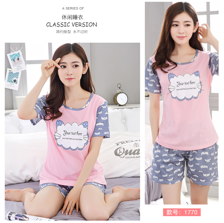 Mùa hè đồ ngủ của phụ nữ cotton ngắn tay quần short dễ thương thể thao cotton phim hoạt hình có thể mặc bên ngoài quần áo phù hợp với mùa xuân và mùa thu mô hình