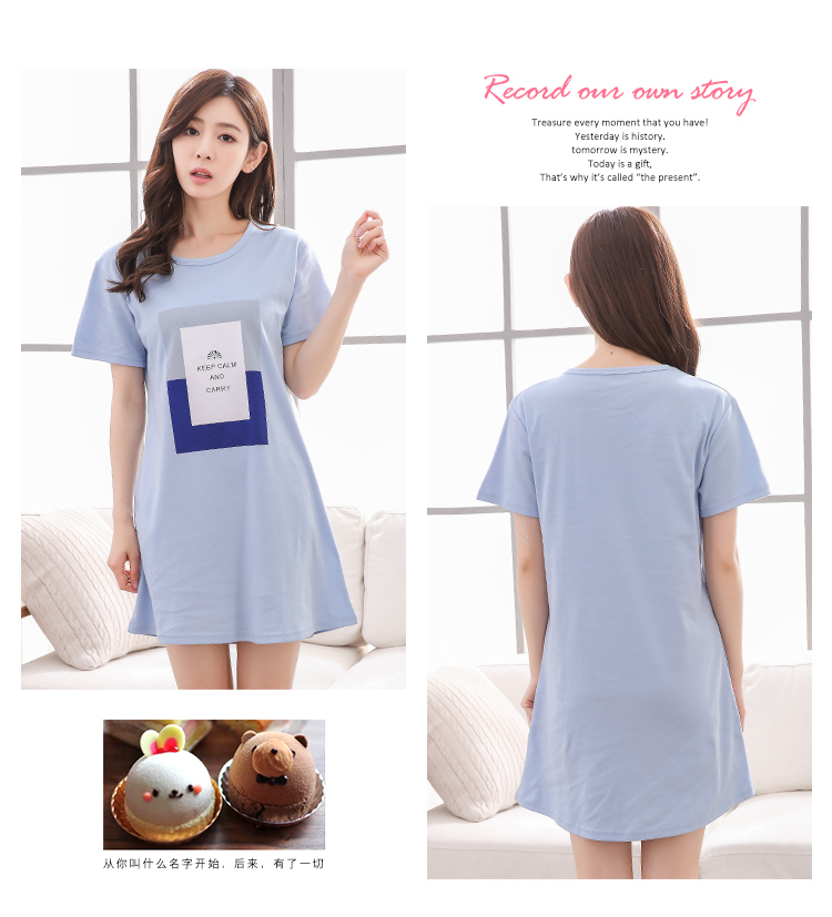 Mùa xuân và mùa thu bông nightdress phim hoạt hình mùa hè ít phụ nữ bông ngắn- tay đồ ngủ váy Hàn Quốc phiên bản của xl dịch vụ nhà