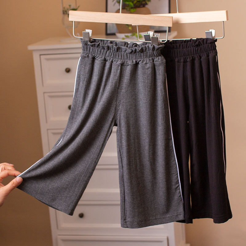 Mi pink Guoguo girl's Western style pants loose wide-leg pants Korean version of the big boy's cropped beach pants thin section