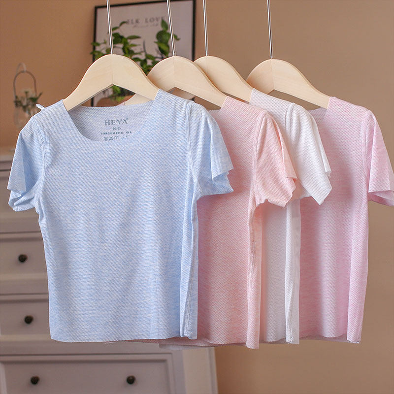 Children's breathable cool short-sleeved T-shirt boys and girls vest baby half-sleeve mesh bottoming middle and small children's thin summer
