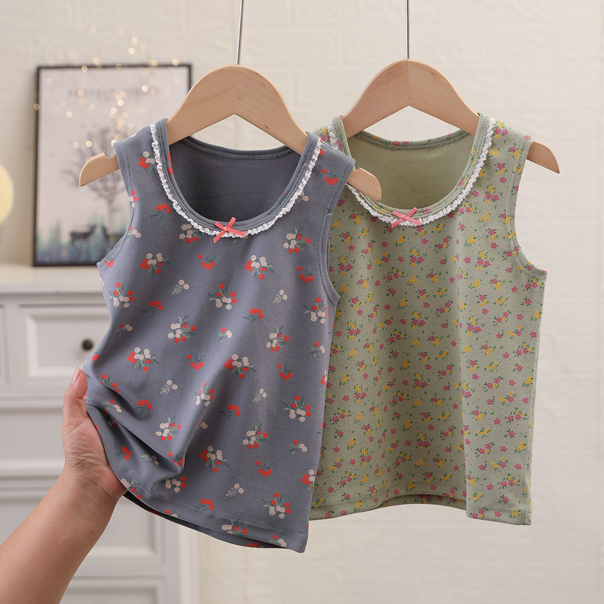 Wool Pull Rack Children's Sleeve Head Vest Autumn Winter Girl Warm Inside Wear Waistcoat Large Child Pure Cotton Sleeveless Kan Shoulder-Taobao