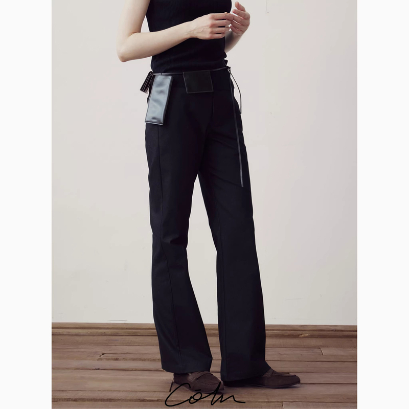 Coln Has Low-Rise Flared Black Casual Pants. When Wearing Them, the Proportions Are Those of My Own Supermodel Legs, but Others See Them as Someone Else's