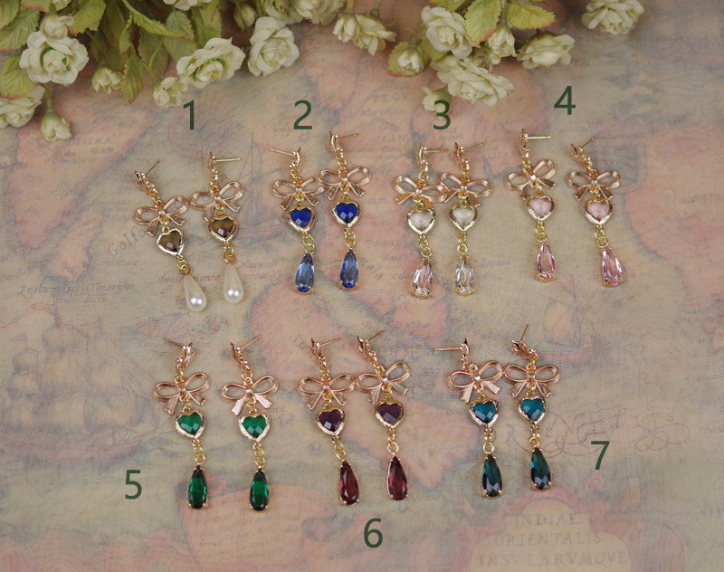 Original *Hong Song II* Retro Court Baroque Crystal Ear Nails Classical Lolita Multi-Inlet