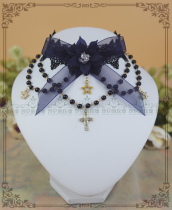 Original * Night After Night Sighs *Gothic Lolita Flowers Cross Pearl Lace Neck Decoration Choker