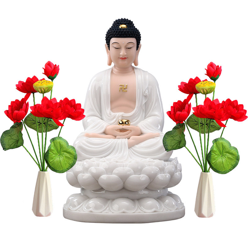 For the Buddha Lotus emulated flower lotus flower plastic flower chaeses for table Buddha front Buddha for flower living room to decorate swing piece fake flowers