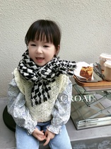Keers mothers autumn and winter atmosphere parent-child scarf warm plaid houndstooth childrens scarf student scarf Korean