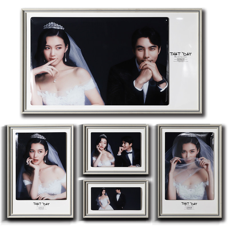 Wedding photo photo frame hanging wall high-end photo gallery Wedding Photos Enlarged Tailor Made Photo Wall Composition Suit Bilayer Crystal