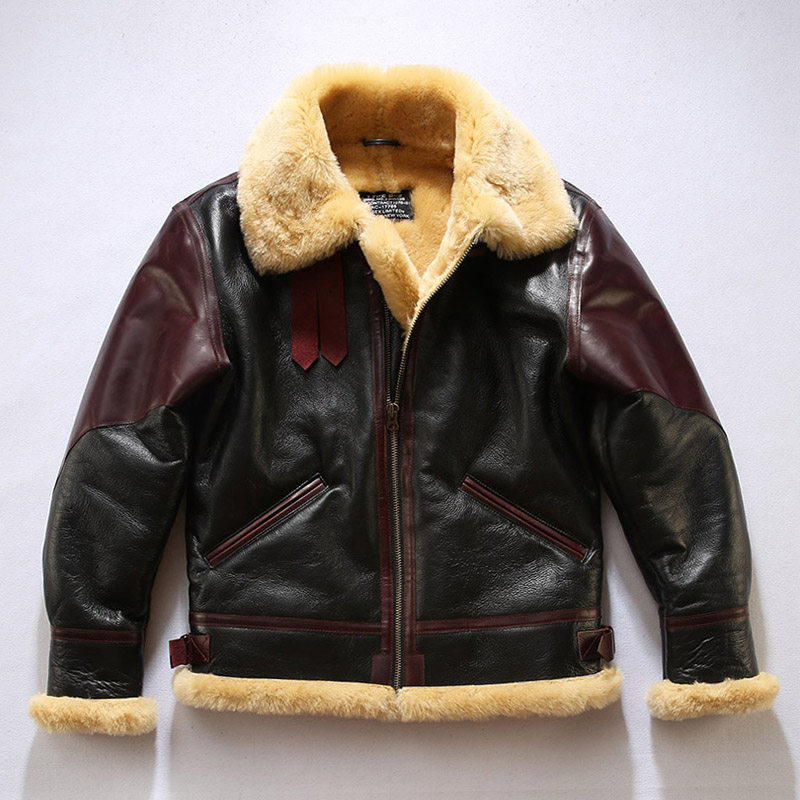 B3 Fur Integrated Male Original Ecological Sheep Leather Air Force Flight Jacket Genuine Fur Sheen Sheared Fleece Jacket Winter