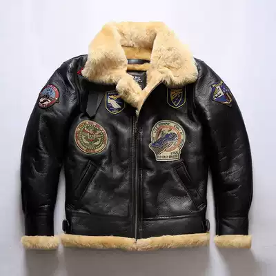 Air Force leather men's sheepskin fur one-piece B3 multi-standard flight jacket leather flight jacket thickened cold and warm