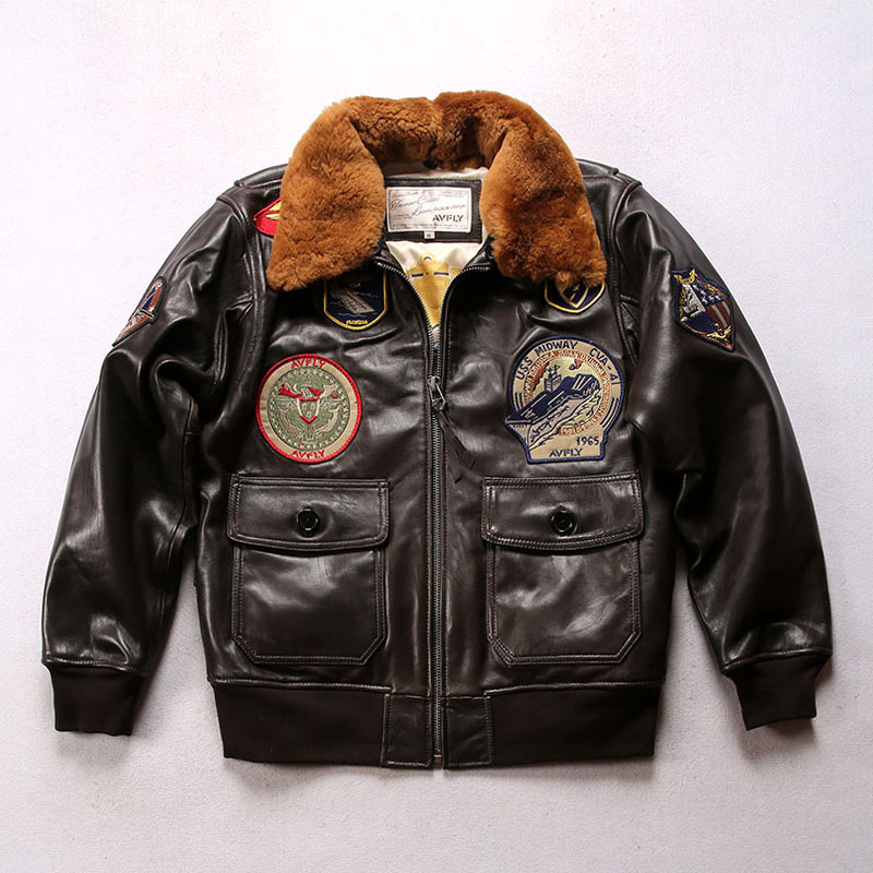 New American G1 Air Force flight jacket man genuine leather jacket wool over collar clip cotton sheep leather clothing autumn winter jacket