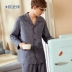 An Zi với bộ đồ ngủ mới dệt bằng cotton dài tay mùa xuân nam đơn giản áo len cộc tay - Cha mẹ và con đồ ngủ mùa hè  Cha mẹ và con