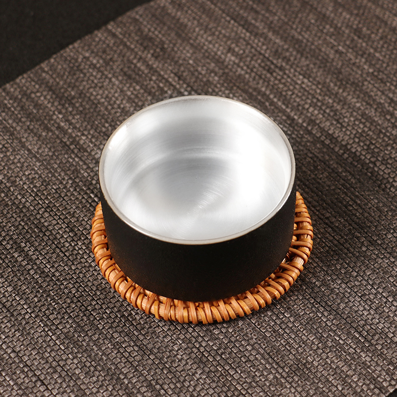 999 sterling silver teacup master cup ceramic kung fu cup handmade gilt lubao tea cup liner embedded silver single cup