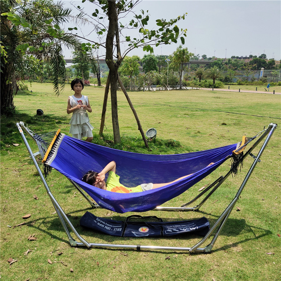 Vietnam imported leisure net bed banmai white bracket white steel folding self-driving bed beach camping hammock swing
