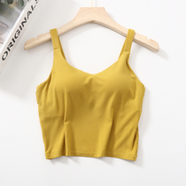 With chest pad navel sling thin Xia Wen bra cup one wide broadband short wear inside base shirt small vest