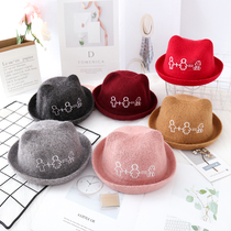 Autumn and Winter Childrens hats men and women baby wool basin hat embroidery flanging little bowler hat dome corner fisherman hat tide
