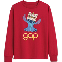 (Stitch co-branded) Gap boys and girls 2024 spring new cartoon pattern pure cotton long-sleeved T-shirt 889287