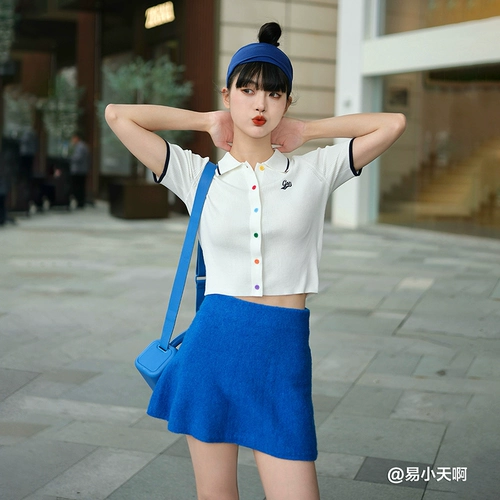 Gap Осенний трикотажный свитер для отдыха, футболка, в западном стиле, короткий рукав