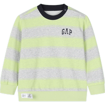 Gap boys and toddlers 2024 spring new contrast striped logo round neck sweatshirt childrens top 891599