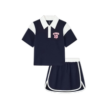 Gap girls 2024 summer new polo collar short-sleeved T-shirt anti-exposure short skirt childrens sports suit 465409