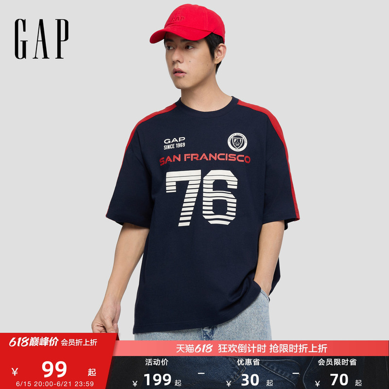 [Cheng Yi Endorsement] Gap Men's and Women's Clothing 2026 Summer New Logo Printed Short-Sleeved Sweatshirt 868207