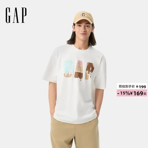 Gap Летняя хлопковая футболка с коротким рукавом подходит для мужчин и женщин, с печатью вашего логотипа, оверсайз