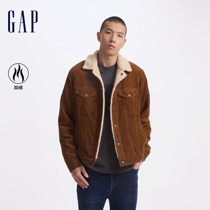 [Cheng Yi Endorsement] Gap Men's and Women's Spring and Autumn Corduroy Faux Shearling Jacket Couple's Outfit 613690