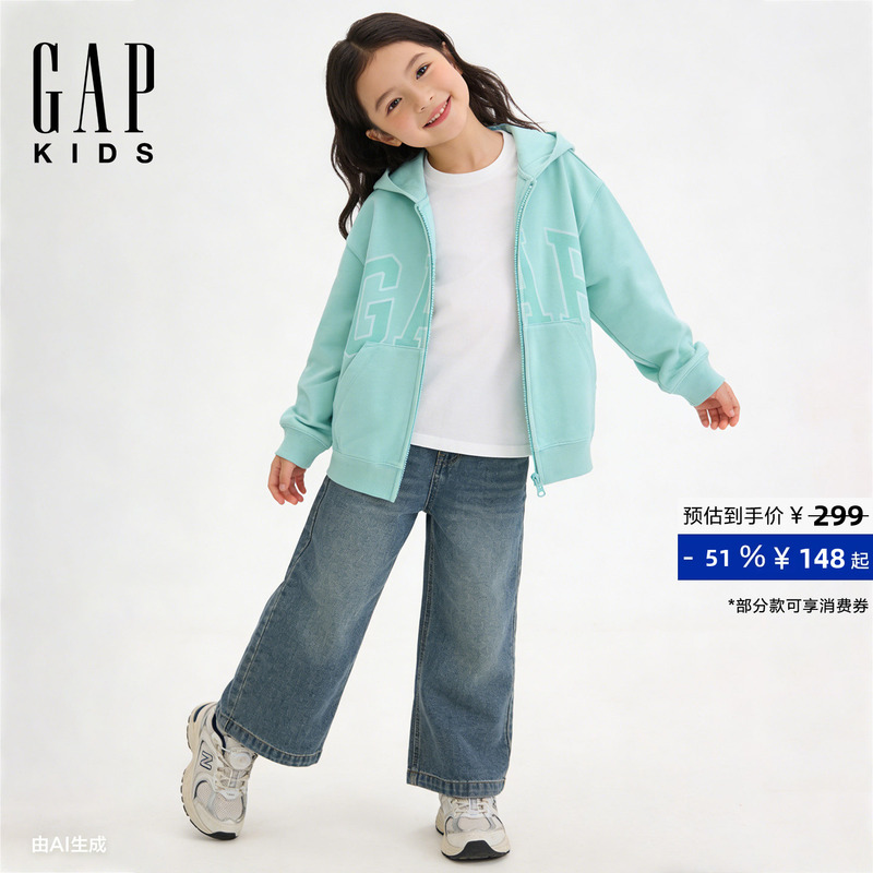 Gap Girls' Big Kids 2026 Autumn New Printed Loose Zipper Hooded Sweatshirt Children's Jacket 860950 Gap Girls' Big Kids 2026 Autumn New Printed Loose Zipper Hooded Sweatshirt Children's Jacket 860950