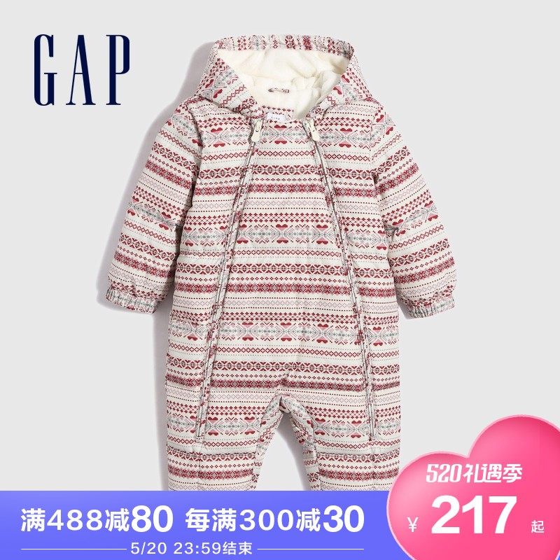 Gap Baby printed Lianhood down jacket Even body clothes 707255 Winter new warm children dress plus suede thick coat