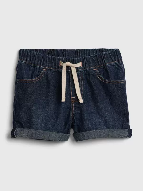 Khoảng cách cho bé gái quần short denim eo đàn hồi mùa hè 539047 2020 quần áo trẻ em mới quần short cotton xoăn phụ nữ - Quần jean