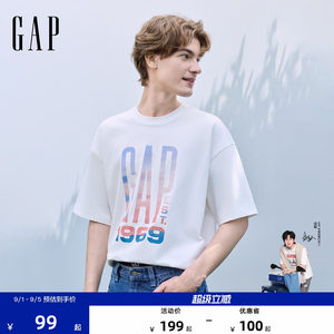[Cheng Yi Endorsement] Gap Men's and Women's Clothing 2026 Summer New Logo Sunset Print Short-Sleeved T-Shirt 892357