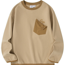 Gap Boys 2024 Spring New Soft High Elasticity Contrast Color Logo Pocket Sweatshirt Childrens Top 890302