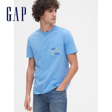 Футболка мужская gap男装logo纯棉短袖t恤夏季579623 2020新款胸袋款男士时尚上衣