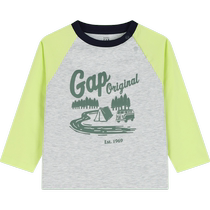 Gap boys and toddlers 2024 spring new logo raglan contrast high elastic long-sleeved T-shirt childrens tops 890270