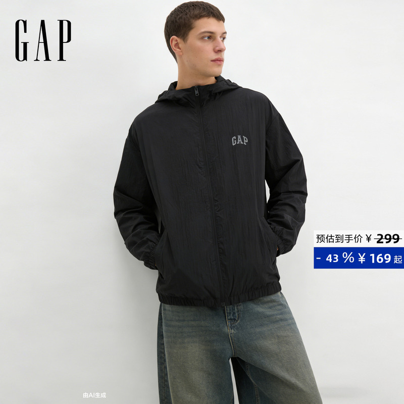 [Cheng Yi Endorsement] Gap Men's and Women's Clothing 2026 Summer Collection Logo Printed Sun Protection Hoodie Jacket 854150