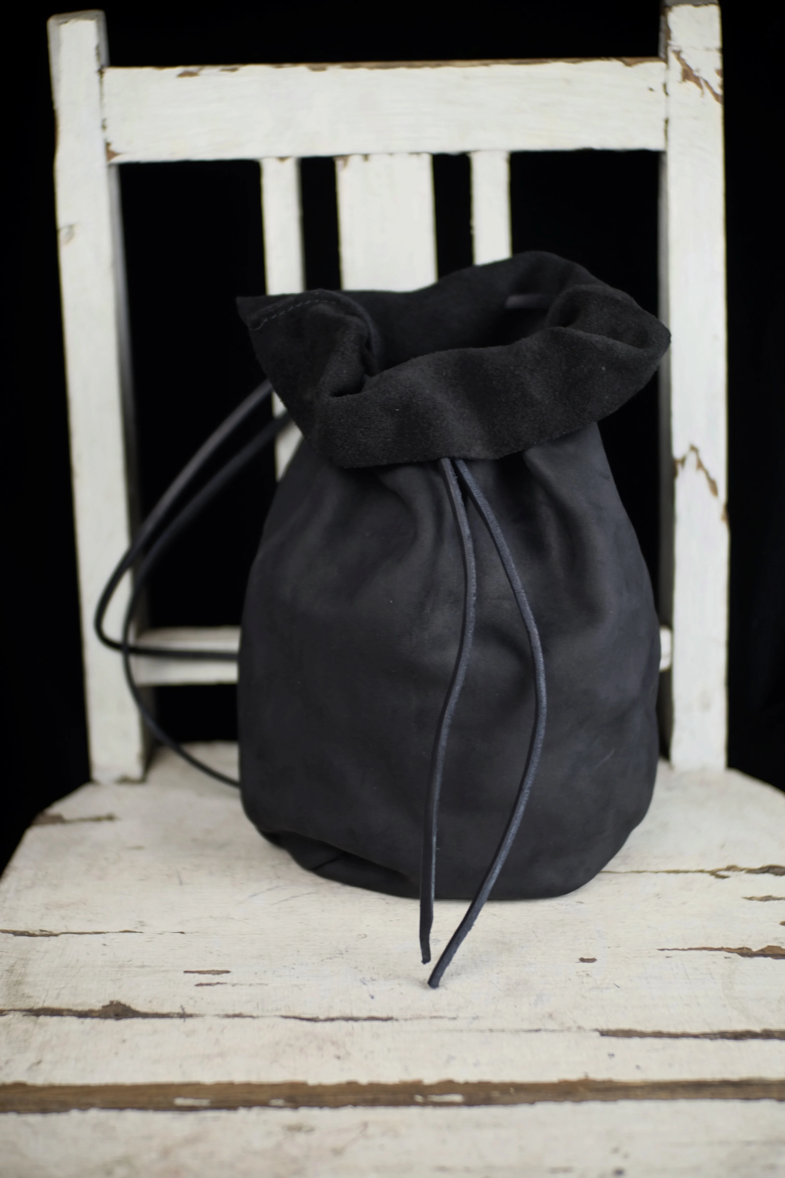 Black matte leather shoulder bag one shoulder, DIY