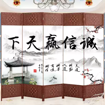 Chinese small apartment screen partition wall foldable hotel home Modern simple mobile double-sided fabric porch