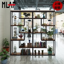 loft iron solid wood floor rack office partition industrial wind living room screen porch bookshelf display shelf