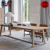 Solid wood desk modern simple conference table American long table table log tea table table Workbench negotiation table