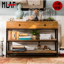 Solid wood sideboard retro American tea cabinet old iron bookcase wall cabinet wall side cabinet porch cabinet loft locker