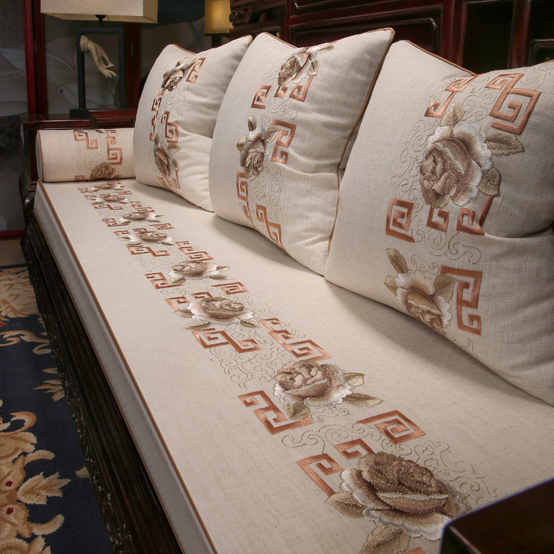 New Chinese solid wood sofa cushion cushion cover Luohan bed cushion classical mahogany chair dining chair cushion non-slip custom-made