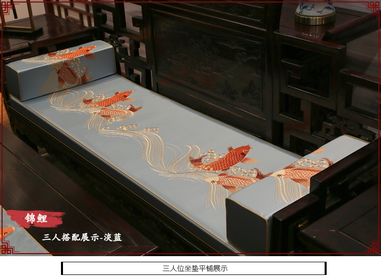 Mới Trung Quốc gỗ gụ sofa đệm gỗ tròn ghế gỗ La Hán đệm giường tùy chỉnh dày xốp mat gối gối ghế nệm ngồi