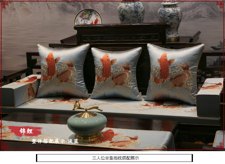 Mới Trung Quốc gỗ gụ sofa đệm gỗ tròn ghế gỗ La Hán đệm giường tùy chỉnh dày xốp mat gối gối ghế nệm ngồi