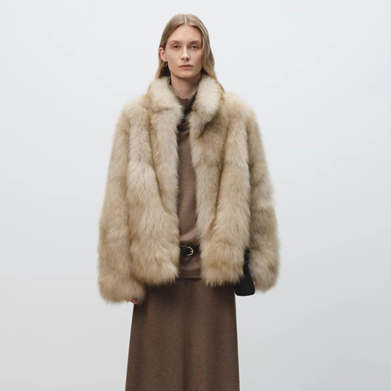 Fur Coat for Women with Stand Collar, Integrated Fur and Leather, Eco-Friendly Fur, 2025 Winter New Style, Fluffy Fox Imitation Fur Coat