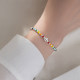 ສາຍແຂນເງິນ 925 sterling rainbow beaded smiley face bracelet for girls ins niche design bestie bracelet summer light luxury