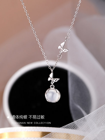 999 스털링 실버 나비 목걸이 2025 New Hot Light Luxury High-End Girls Niche Design Collarbone 체인