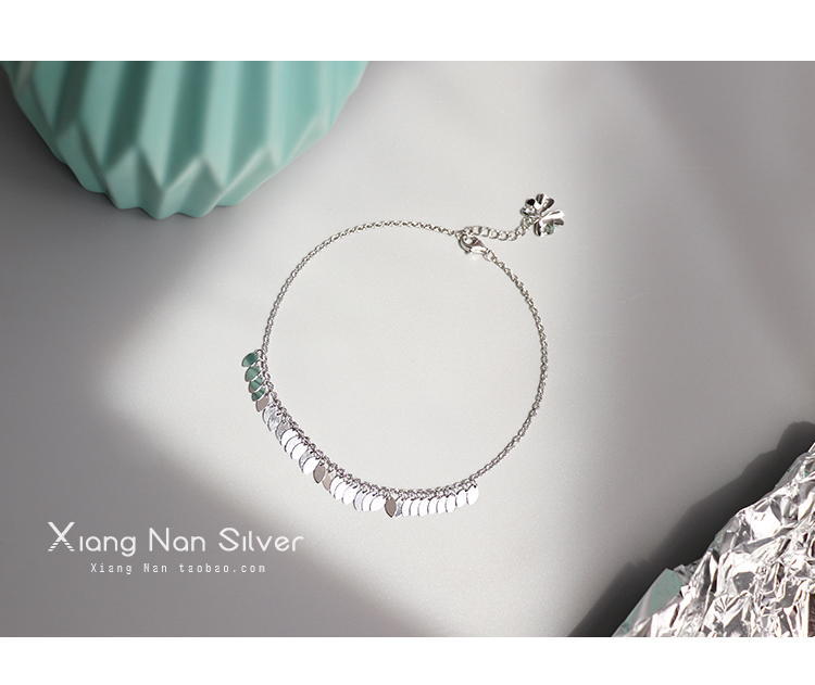 [South Lane] 925 sterling bạc thông minh lá vòng chân đơn giản tree leaf vòng chân chic quà tặng bạn gái nữ mô hình